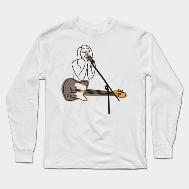 Singer + guitarist minimalist line art Long Sleeve T-Shirt by SwasRasaily